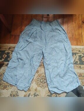Gap Light Blue Wide Leg 100% Linen Cropped Pants